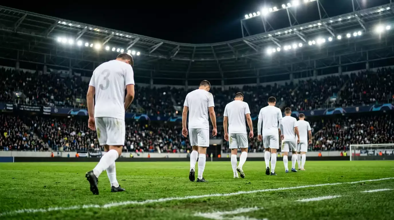 Deutsche Spieler verlassen nach dem Penaltyschiessen gegen Paraguay den Platz