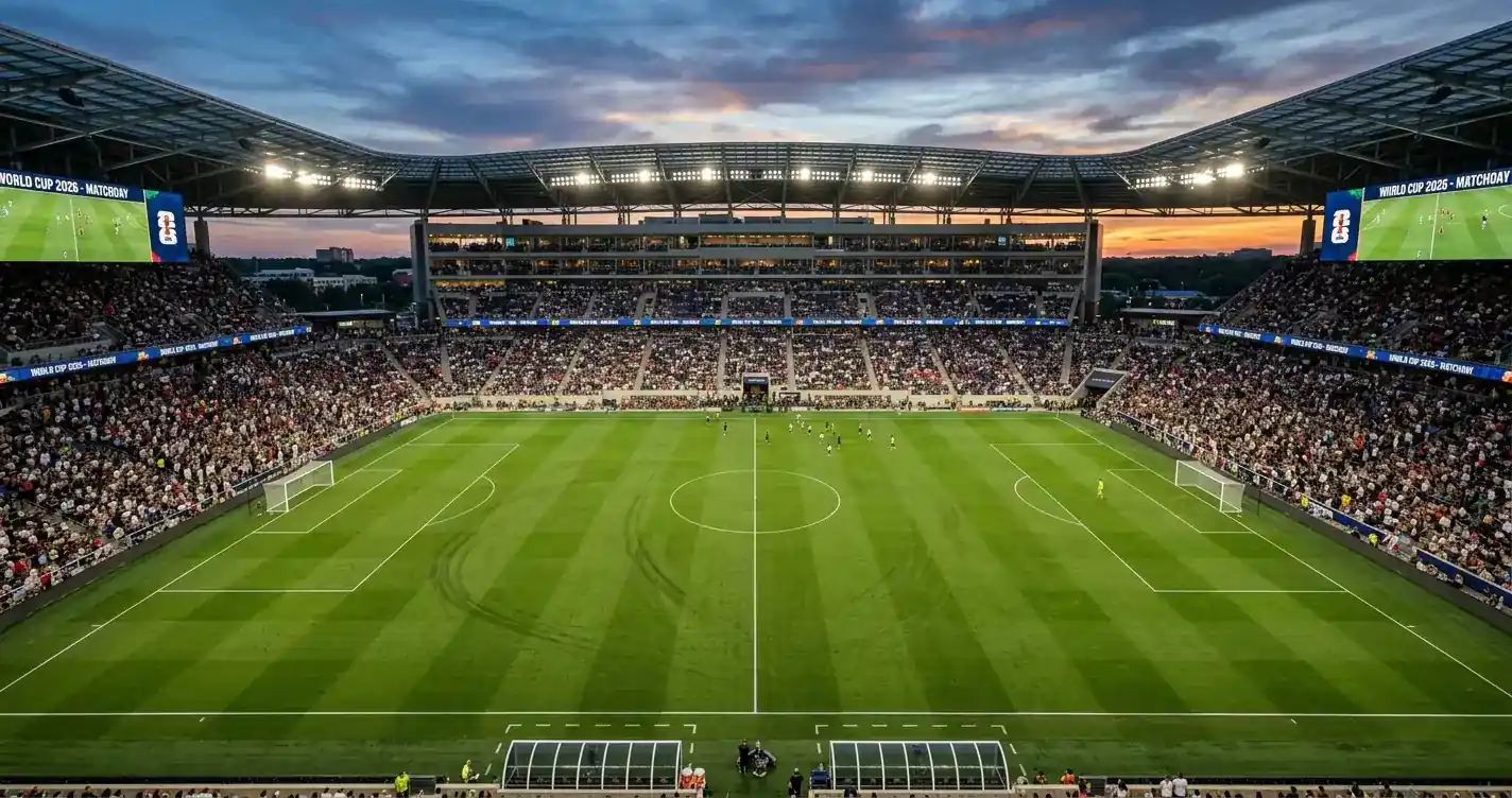 Stadionperspektive einer K.o.-Runden-Atmosphäre bei der Fussball-WM 2026