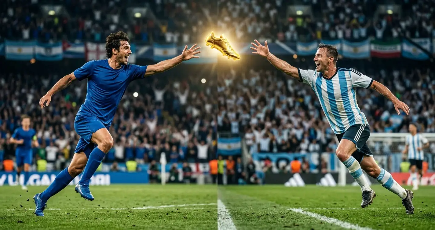 Zwei Weltstars des Fussballs symbolisch im Wettlauf um die Torjägerkrone der WM 2026