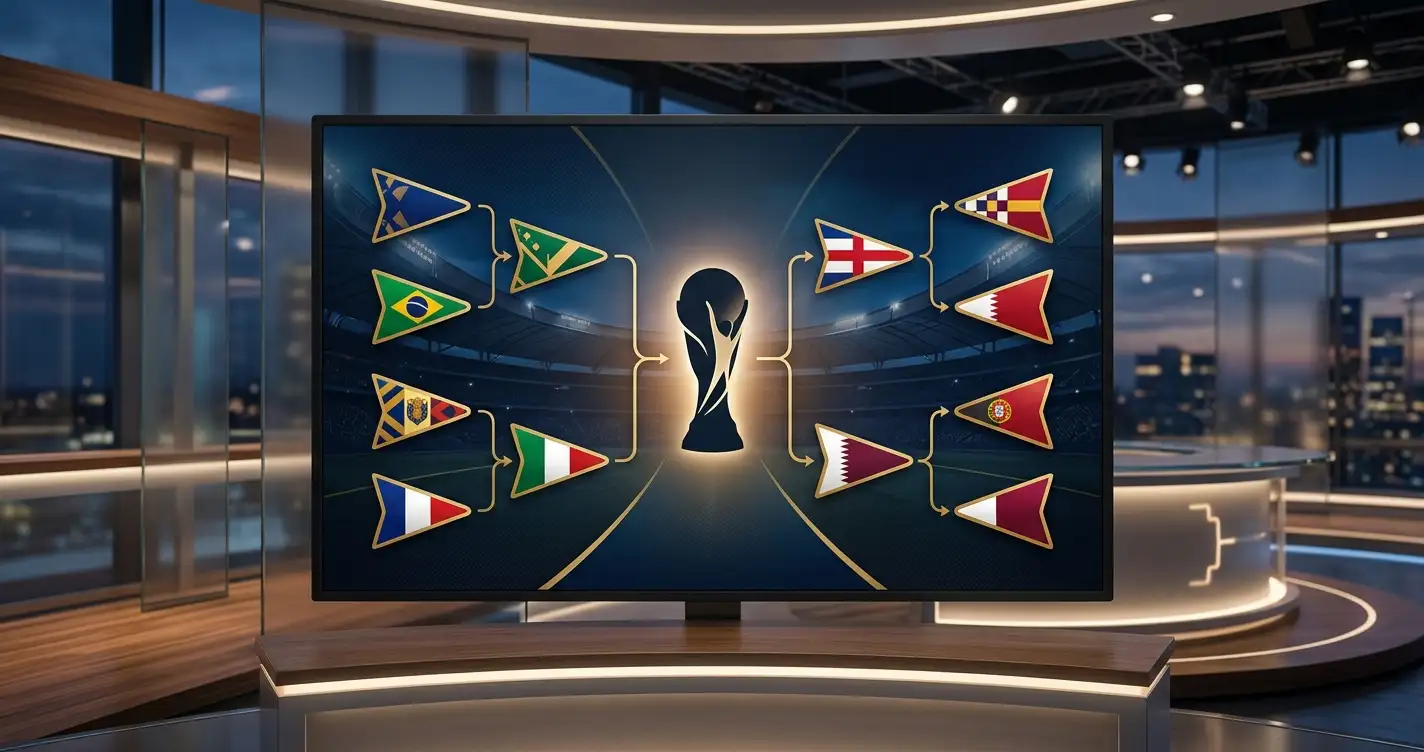 Grafische Übersicht der acht Viertelfinalisten der Fussball-WM 2026